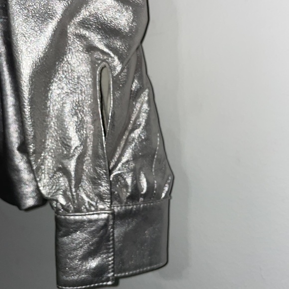 AS by DF silver metallic leather long sleeve blouse Beyonce Renaissance - Picture 2 of 6